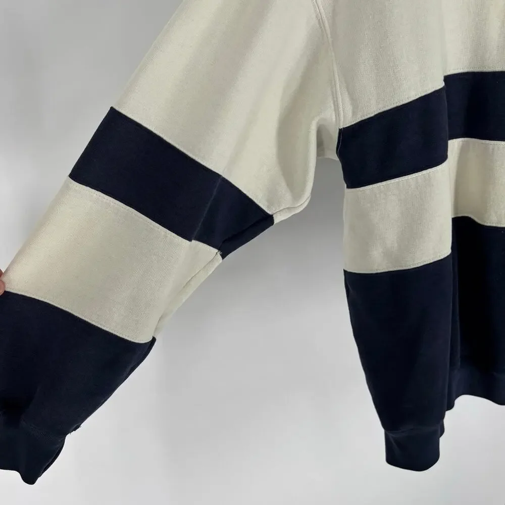 Vintage American Weekend Colorblock Striped Sweatshirt Mens Large Navy White